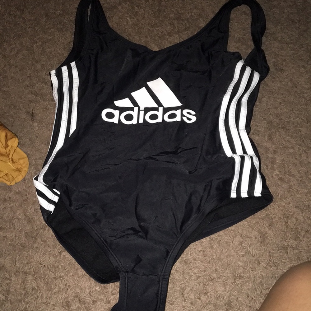 Adidas black one piece swim suit